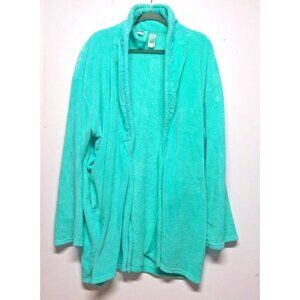 Hotel Spa Collection Bathrobe AQUA color One Size VERY SOFT fluffy belted